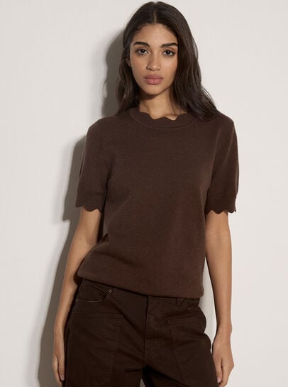 Scallop Knitted T-Shirt