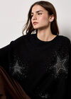 Stud Star Batwing Tunic Jumper, Black, large