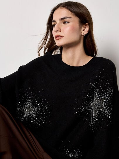 Stud Star Batwing Tunic Jumper