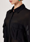 Oversized Chiffon Shirt, Black, large