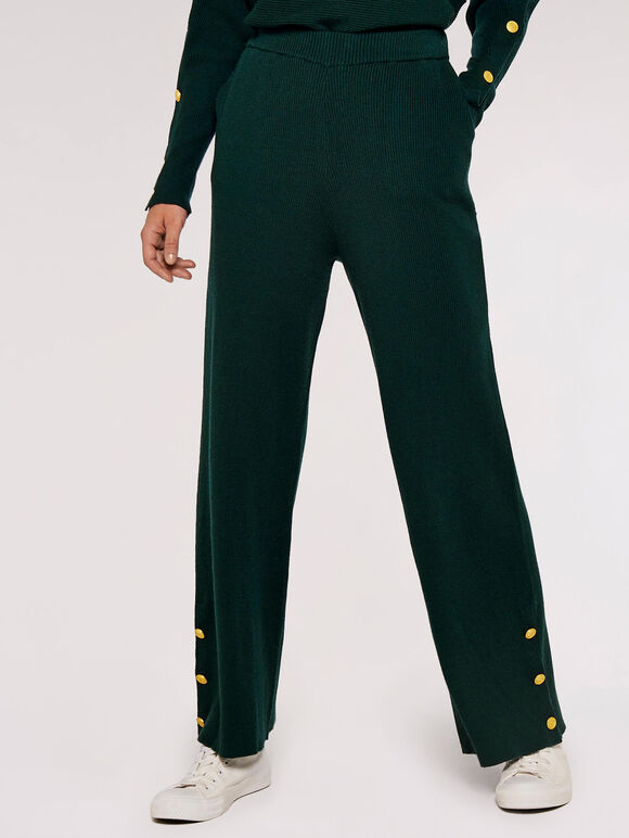 Pullover-Hose mit Knopfdetail, Grün, Größe L
