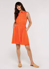 Sleeveless Shirt Mini Dress, Orange, large