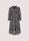 Ditsy Ruffle Chiffon Dress, Navy, large