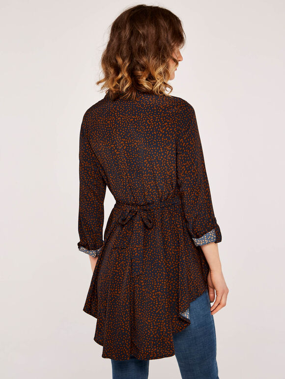 Printed Hanky Hem Dress, Navy, large