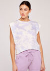 Retro Tie Dye Cropped Sleeveless Tee, Lilac, large