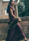 Soft Satin Mock Neck Top, Purple, large