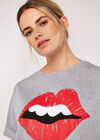 T-shirt graphique lèvres et dents, gris, grand