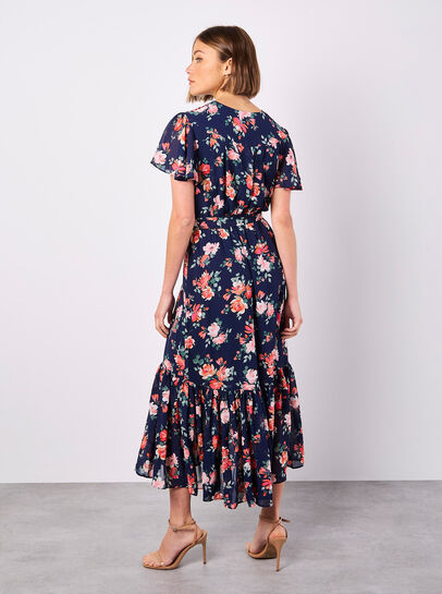 Painterly Roses Wrap Maxi Dress