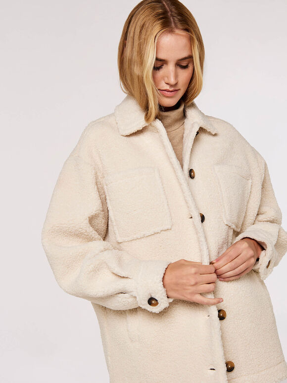 Teddy Borg Shacket, Cream, large