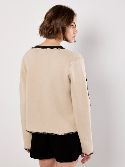 Swirl Embroidered Blanket Stitch Cardigan