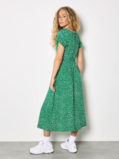 Spot Print Milkmaid Midi Dress