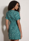Zebra Print Zip-Down Mini Dress, Teal, large