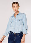 Button Down Denim Shirt, Sky Blue, large