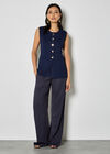 Ribbed Knit Waistcoat, Navy, large
