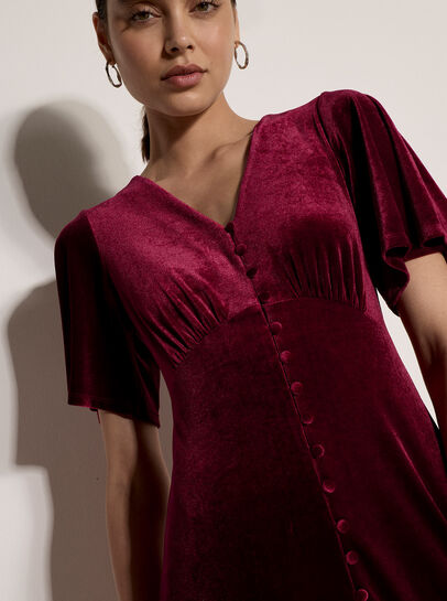 Velvet Button-Down Mini Dress