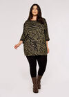 Curve Animal Print Batwing Top, Khaki, large