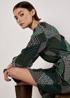 Geo Patchwork Shirt Mini Dress, Green, large