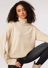 Side Zip Roll Neck Jumper, Stone, large