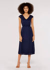 Dot Lace  Midi Dress, Navy, large