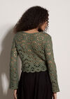 Boho Floral Cotton Crochet Top, Khaki, large