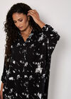 Paint Print Oversized Tunic Top, Black, large