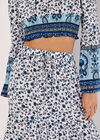Sarasa Floral Tiered Maxi Skirt, Cream, large