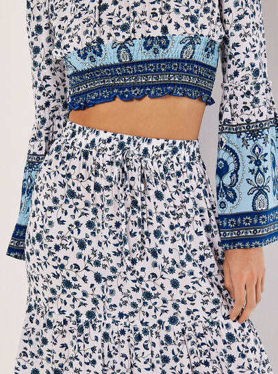 Sarasa Floral Tiered Maxi Skirt