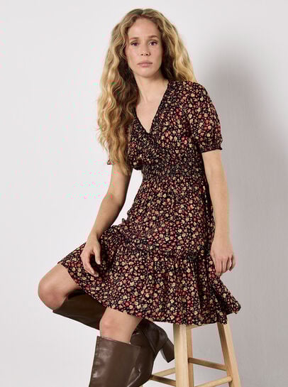 Ditsy Floral Smocked Mini Dress