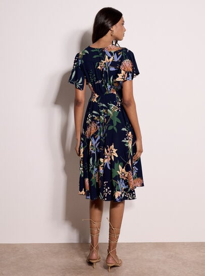 Botanical Floral Smocked Midi Dress