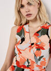 Graphic Floral Wrap Midi Dress, Khaki, large