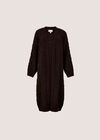 Chunky Cable Knit Longline Cardigan, Brown, large