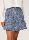 Shimmer Tweed Ruffle Mini Skirt, Blue, large