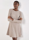 Waffle Knit Swing Mini Dress, Stone, large