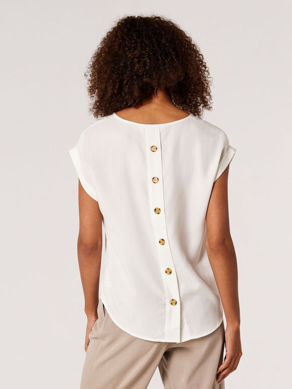 T-shirt boutonné au dos, blanc, grand