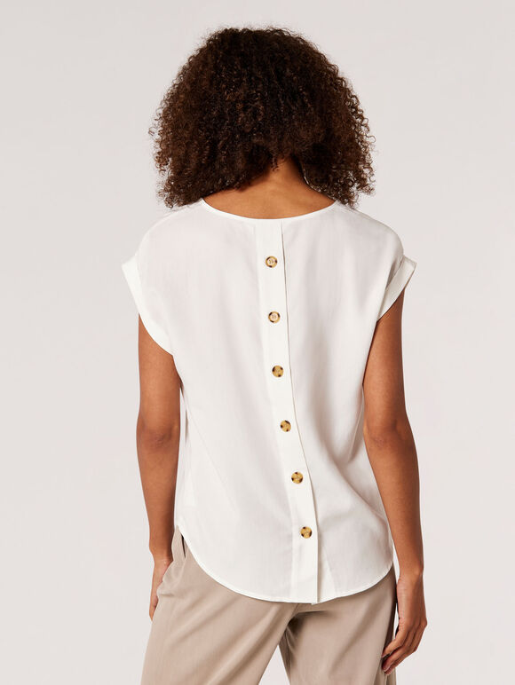 Button Back T-Shirt, White, large