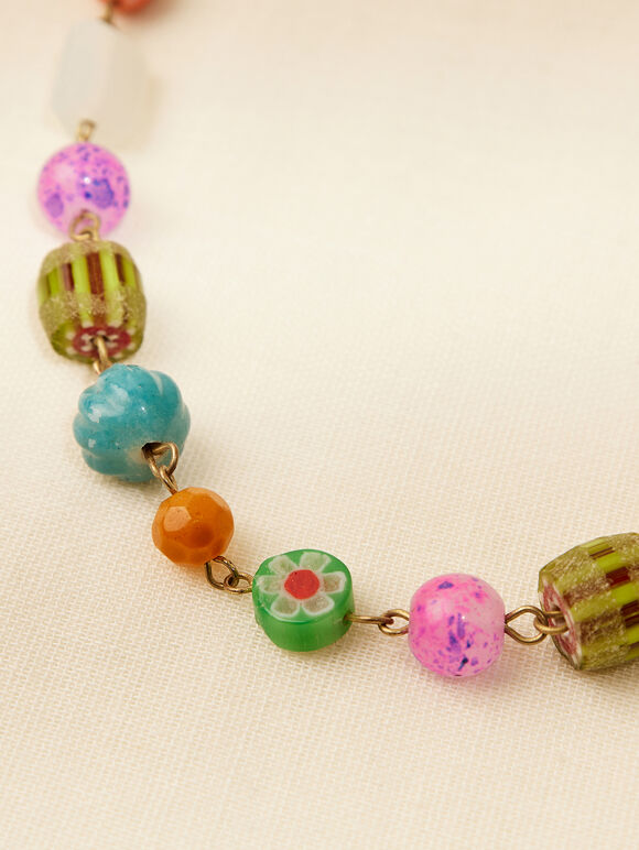 Collier de perles en pierre multicolores, assortis, grand