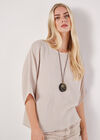 Waffle Batwing Necklace Top, Stone, large