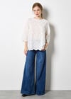 Flower Bell Sleeve Top, White, large