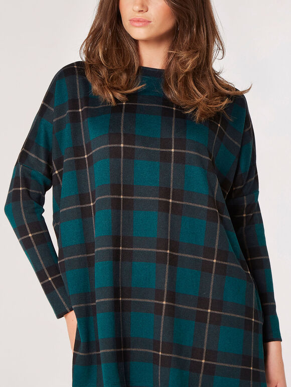 Check Oversized Top, Green, large