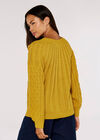 Aran Knit Pom Pom Jumper, Mustard, large
