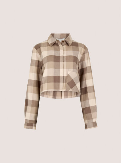 Check Print Cropped Shirt