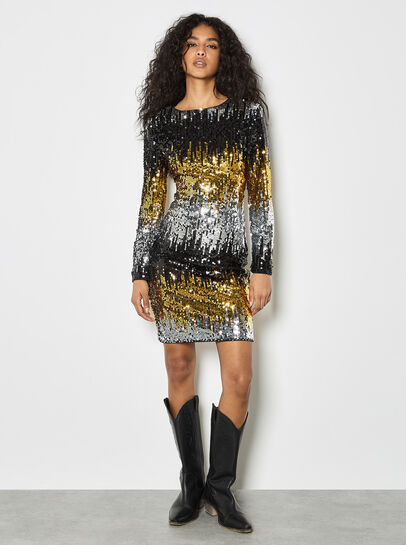 Mixed Sequin Bodycon Dress