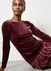 Velvet Bodycon Bubble Hem Mini Dress, Burgundy, large