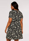 Curve Floral Mini Dress, Black, large