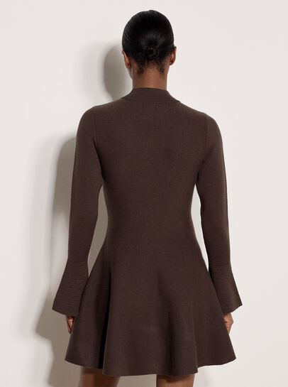 Bell Sleeve Knitted Skater Mini Dress