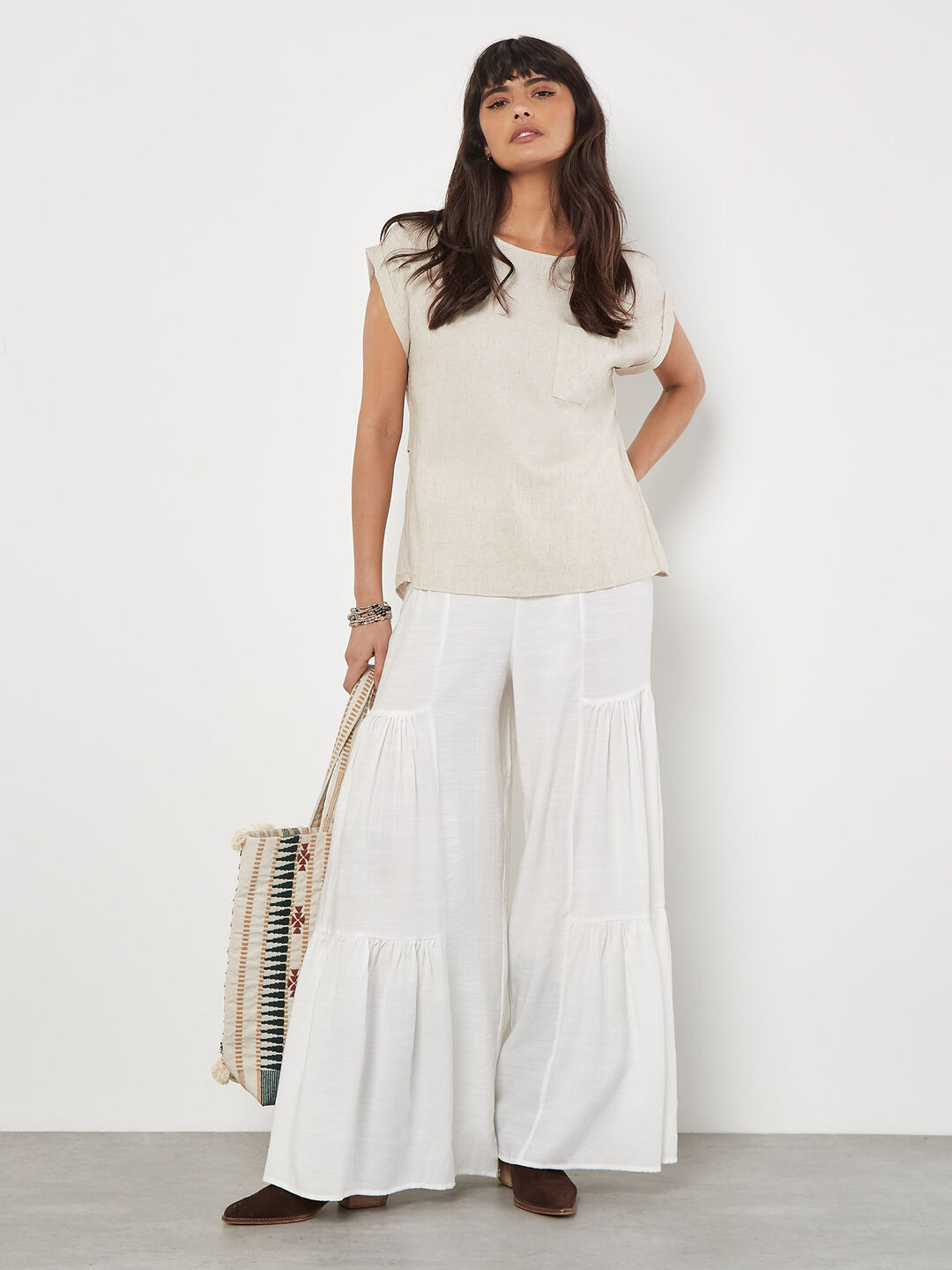 Linen Blend Split Back Oversized Top