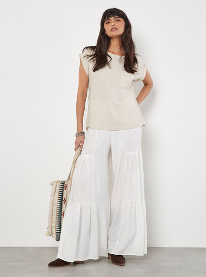 Linen Blend Split Back Oversized Top