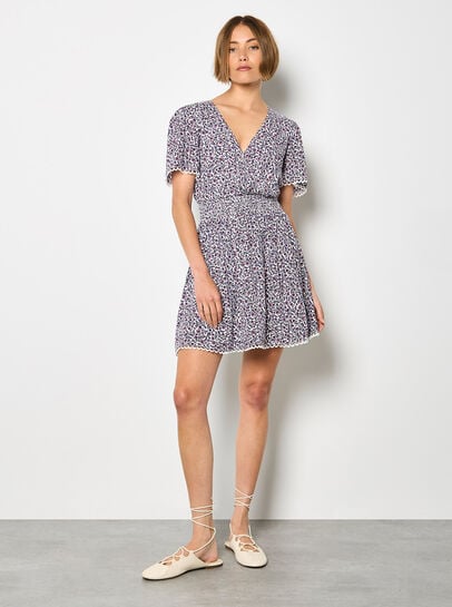 Ditsy Floral Gold Foil Mini Dress