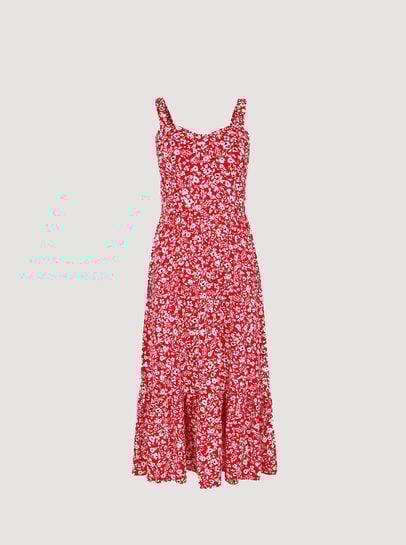 Mono Floral Midi Dress