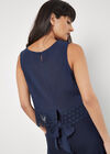 Cotton Lace Bow Top, Navy, large